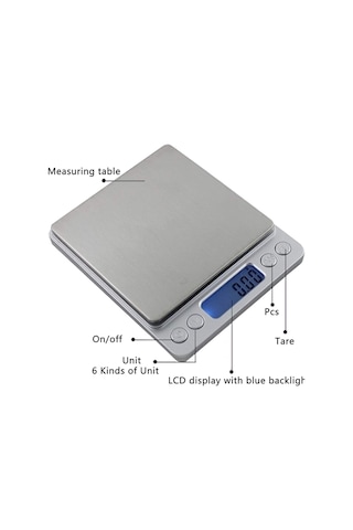 Busstier Dijital Mutfak Terazisi 3 Kg 0.1 G Hassasiyet Metal Gümüş