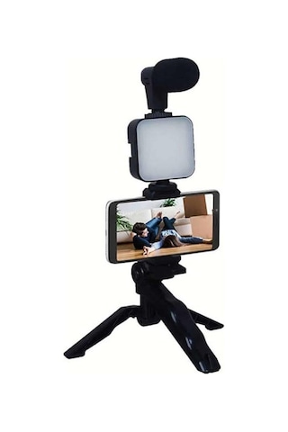 Northcity Profesyonel Youtuber Video Kayıt Seti - Mikrofonlu Işıklı Telefon Tutucu Ve Mini Tripod