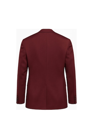 Plus Scorpion Bordo Erkek Tek Düğmeli Blazer Ceket Dokulu Kumaş, Tek Yırtmaçlı Şık Tasarım Bordo