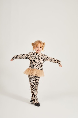 Kız Çocuk Leopar Desenli 2 Li Takım Tütü Detaylı Üst & Pantolon Leopar