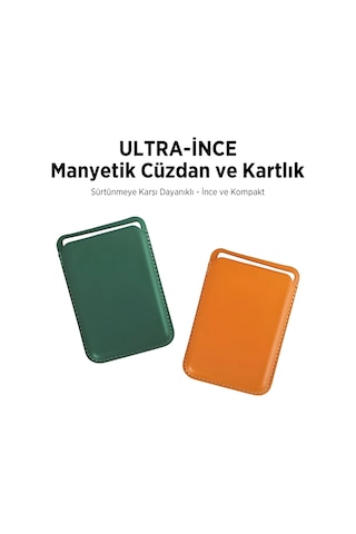 Bix Tmw4 Apple Uyumlu iPhone Magsafe Deri Cüzdan Manyetik Kartlık Standlı Katlanabilir Gold Kahverengi Kahverengi