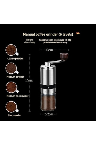 Trendooze El Çalıştırmalı Kahve Öğütücü - Siyah, Kompakt Tasarım Siyah