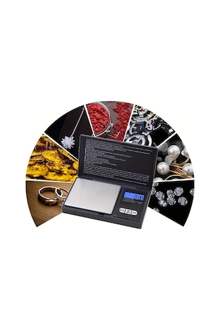 Trendooze Gaojunshop01 Mini Paslanmaz Çelik Cep Terazisi, 0.01-500g Hassas Gram Tartı Siyah