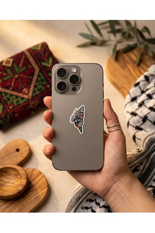 Filistin Temalı Sanatsal Harita Figürlü 3d Telefon Arka Süs A300122