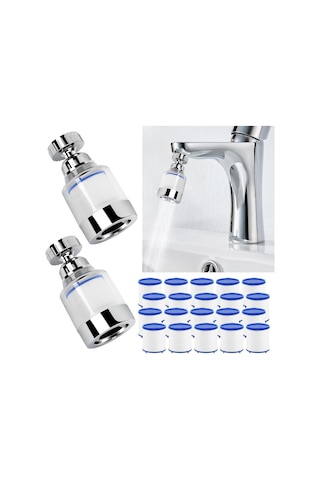 Fosenze 2 Adet Filtreli Musluk Su Temizleyici Seti - Klor Ve Florür Giderici, 360 Döner, 20 Değiştirilebilir Filtre Elemanı Diğer