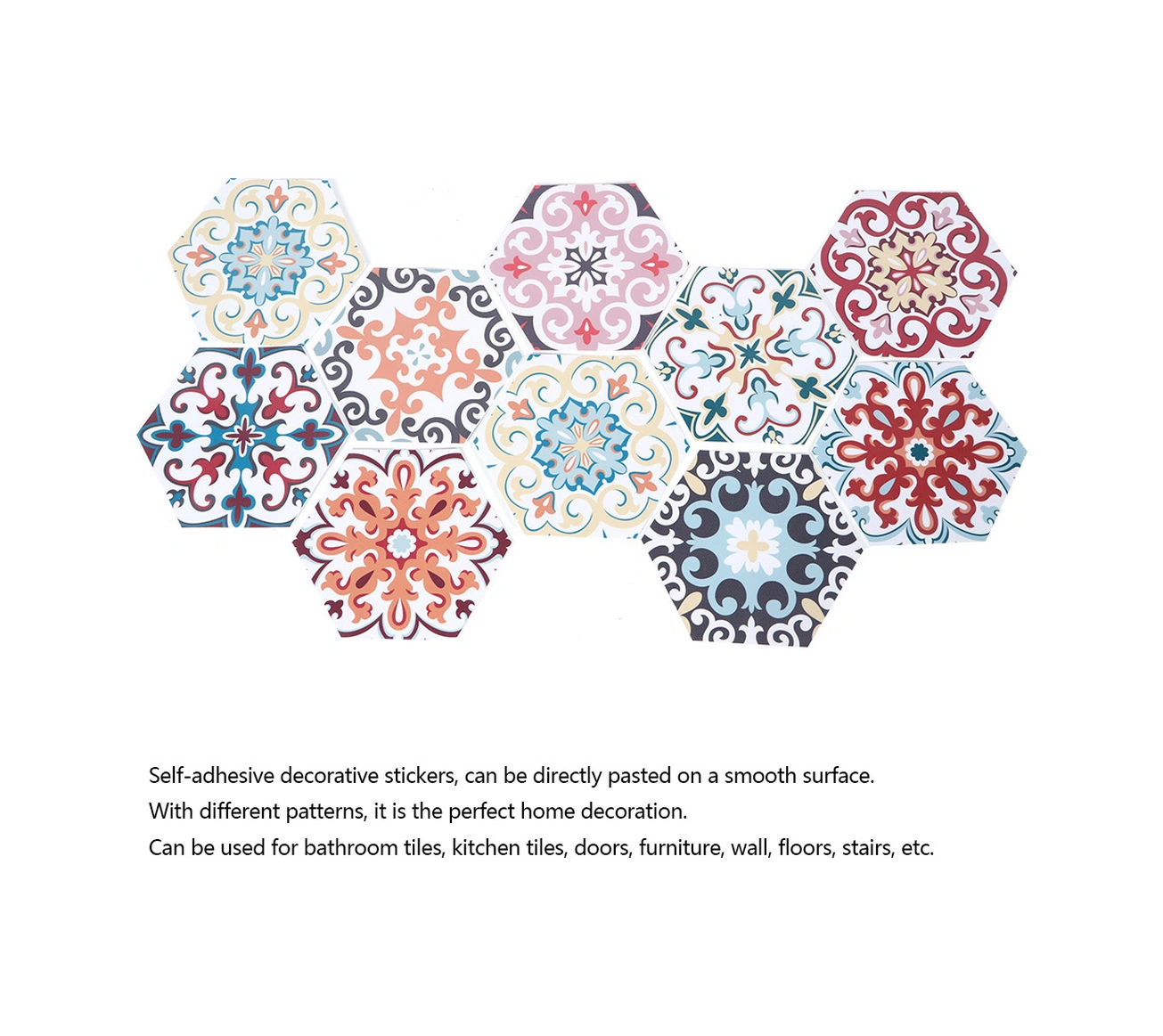 Geeroyoo Pvc Hexagon Dekoratif Zemin Çiviği - Otomatik Yapışkan, Su Geçirmez, Ev Dekoru İçin Mükemmel 10 Adet Diğer