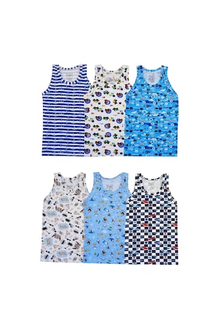 6Lı Erkek Çocuk Renkli Atlet Pamuklu Askılı Empirme Elastan