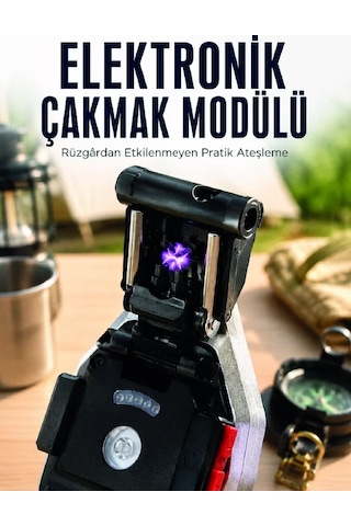 Northcity Çok Amaçlı Şarjlı El Feneri Ve Elektronik Çakmak - Emniyet Kemer Kesici Ve Tornavida Açık Mor