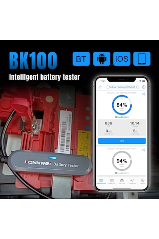 Symbee Konnweı Bk100 Akü Test Cihazı: 6v-12v Araç, Motosiklet Ve Çim Biçme Makineleri İçin Direnç Ve Sağlık Analizi