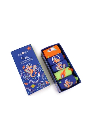 Milk&moo Ponix Çocuk 5'li Çorap Seti, 31-35 Numara, Yumuşak Ve Eğlenceli Tasarım Mor