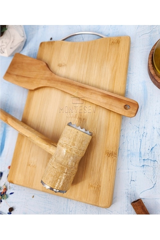 3 Lü Et Döveceği Seti Et Dövücü Kesme Tahtası Ve Spatula