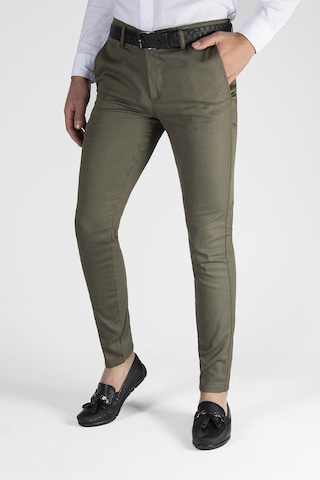 Erkek Haki Slim Fit Düz Model İtalyan Kesim Keten Pantolon Haki
