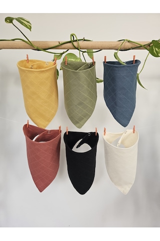 6 Adet Pamuklu Çift Katlı Çıtçıtlı Müslin Salya Önlük & Fular Çok Renkli