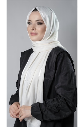 Krem Çizgili Şal Viskon Kumaş Bursa Dolama 202110 40 Krem