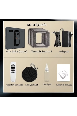Sz4-21 Pureview Cam Silme Robotu Kumandalı Çift Yönlü Su Püskürtme Açık Gri