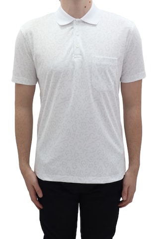 Santa Dmctekstil Erkek 2026 Desenli Klasik Kesim Rahat Kalıp Tek Cepli Polo Yaka T-shirt Beyaz