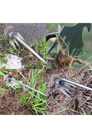 Yifomall "4 Dişli Çelik Bahçe Çapası - Dayanıklı Mangan Çelik Yabani Ot Temizleme Aleti, Toprak Kabartma Ve Kazıma İçin"