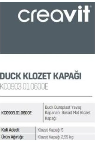 Creavit Kc0903 Duck Duroplast Yavaş Kapanan Basalt Mat K