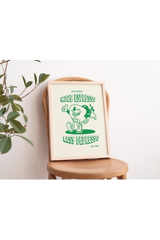 Retro Kahve Duvarı, Daha Fazla Espresso Kahvesi, Duvar Dekoru, Yeşil Sanat