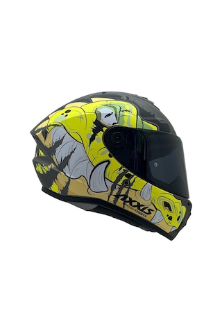 Draken S Trooper D3 Mat Fluor Yellow Desenli Motosiklet Kaskı Çift Vizörlü Trooper Mat Fluoer Yellow