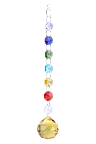 Asılı Pencere Kolye El Yapımı Gökkuşağı Kristal Prizmaları Top Avize Lambası Noel Dekoru Sarı Diğer