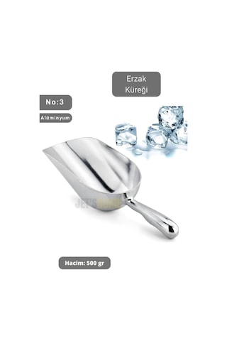 Erzak Küreği Alüminyum Bakliyat Küreği Un Küreği Kuruyemiş Küreği Hacim 500 Gr No:3 27 Cm Gri