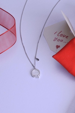 Innuendo Jewelry 925 Ayar Gümüş Damla Taş Detaylı Oval Kolye Gümüş