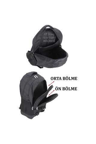 Gezi Seyahat Yürüyüş Kamp Spor Sırt Çantası 17.3 Inç Fileli Yan Cep Siyah