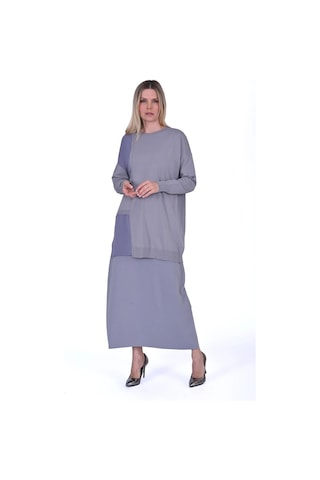 Invee İnvee Pencere Triko Tunik Gri 6986