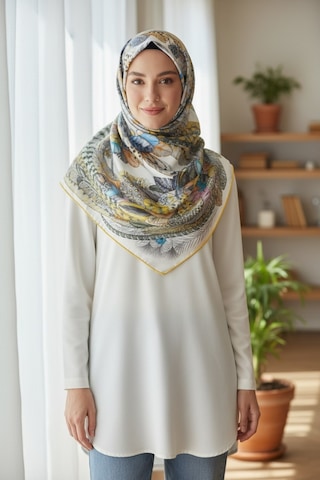 Deserto Fashion Saf İpek Twill Eşarp - Özel Tasarım Tok Duruşlu 90x90-1684 Çok Renkli
