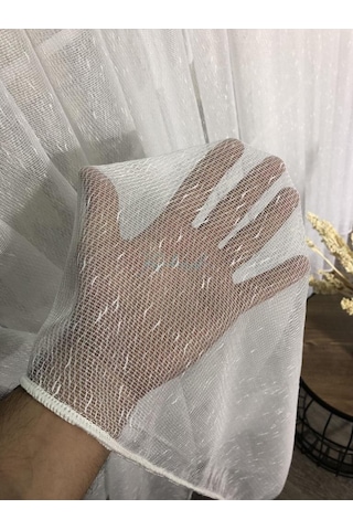 Tül Perde Brillant Kar Yağdı Etek Kurşun Sarım Düz Tül Sarı