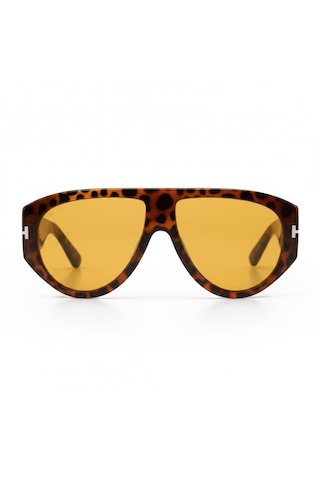 Retro Turuncu Lens Leopar Desen Gözlük Leopar - Siyah