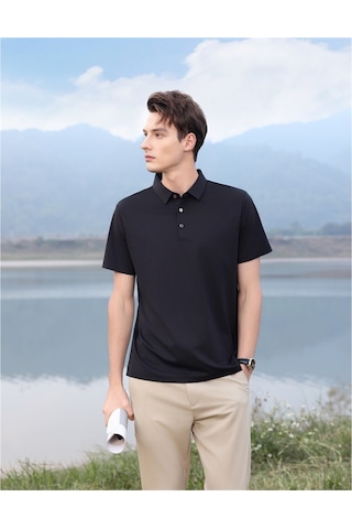 New Performance Premium Polo T-shirt 67.1% Nylon 22.0% Pamuk 10.9% Spandex Siyah