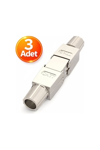 3 Adet - Cat7 Cat6 Cat6a Rj45 Kablo Birleştirici Ağ Kablosu Uzatma Aparatı - Metal