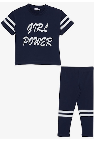 Breeze Kız Çocuk Taytlı Takım Yazı Baskılı 3-7 Yaş, Lacivert-lacivert Lacivert