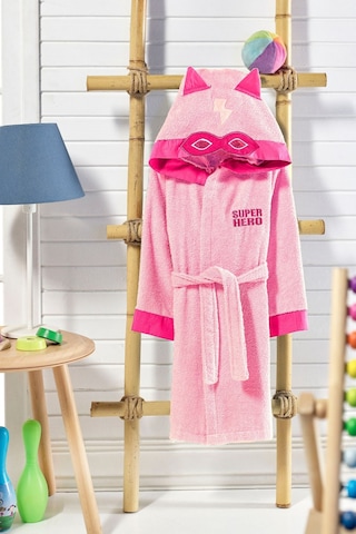 Formeya Kapşonlu Çocuk Bornoz %100 Pamuk Su Emici Pembe Hero Pembe