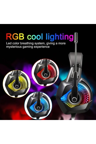 Onikuma K6 USB+3.5 Mm RGB Kablolu Mikrofonlu Kulak Üstü Oyuncu Kulaklığı