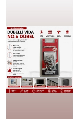 Dübelli Vida Seti No6 Dübel, 3.5x50 Vida