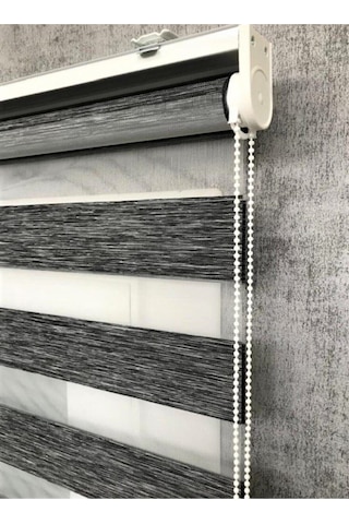 Bambu Raks Koyu Gri Zebra Perde Koyu Gri