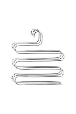Kancalı Metal Pantolon Askısı 5 Katlı 2'li Set Gümüş Renk Çok Renkli