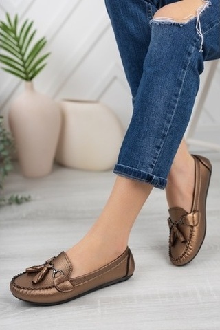 Khayt Tassel Casual Günlük Kadın Babet Ayakkabı Bakır