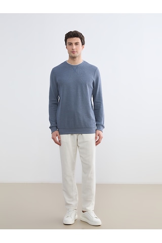 Lcwaıkıkı Classic İndigo Bisiklet Yaka Erkek Sweatshirt
