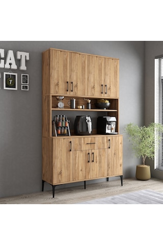 Tanmob Mdl0402 Alt Üst Çok Amaçlı Dolap 8 Kapaklı Çekmeceli Raflı