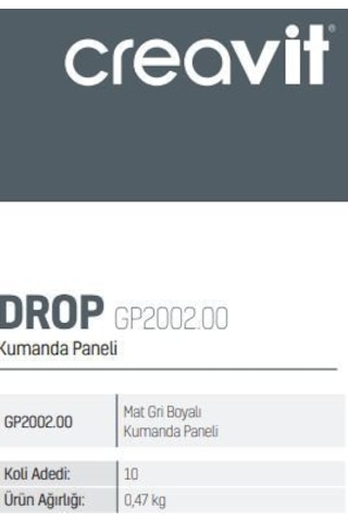 Creavit Gp2002.00 Mat Gri Boyalı Kumanda Paneli