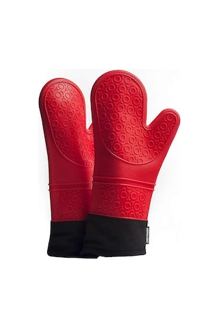 Profesyonel Sıcak Fırın Eldivenleri, Silikon Tencere Tutucular, 1 Çift Isıya Dayanıklı Fırın Eldiveni, Uzun Eldivenler