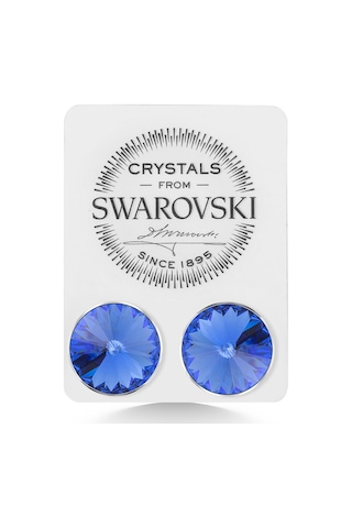 Union Swarovski Crystal Kadın Sapphire Taşlı 12mm Çivili Gümüş Küpe Union Swarovski Crystal Kadın Sapphire Taşlı 12mm Çivili Gümüş Küpe