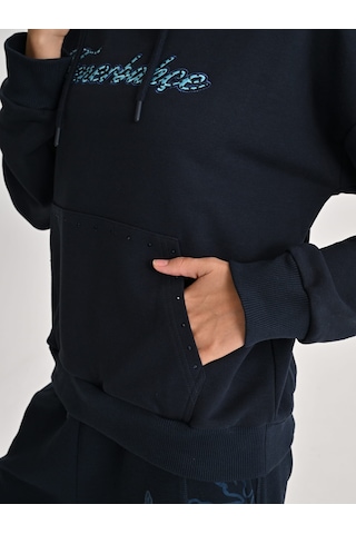 Fenerbahçe Lacivert Trend Taş Baskılı Kadın Oversize Sweatshirt Fb Laci Yeni