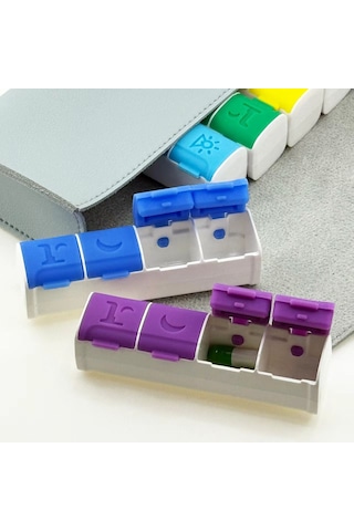 Siyah Taşıma Çantalı 7 Li Renkli Weekly İlaç Kutusu Seti Gri