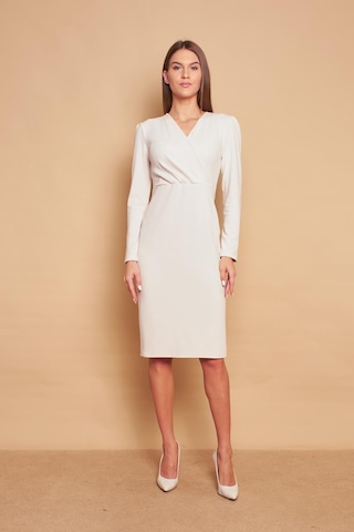 Kruvaze Anvelop Uzun Kol Hafif Likralı Triko Elbise-şampanya Şampanya