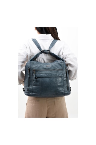 Suni Deri Yumuşak Dokumalı Sırt Omuz Çantası Mavi Model: 571-11-13b - Mavi